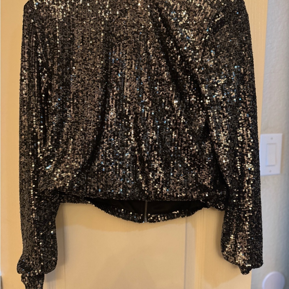 Steve Madden Black Sequin Blouse